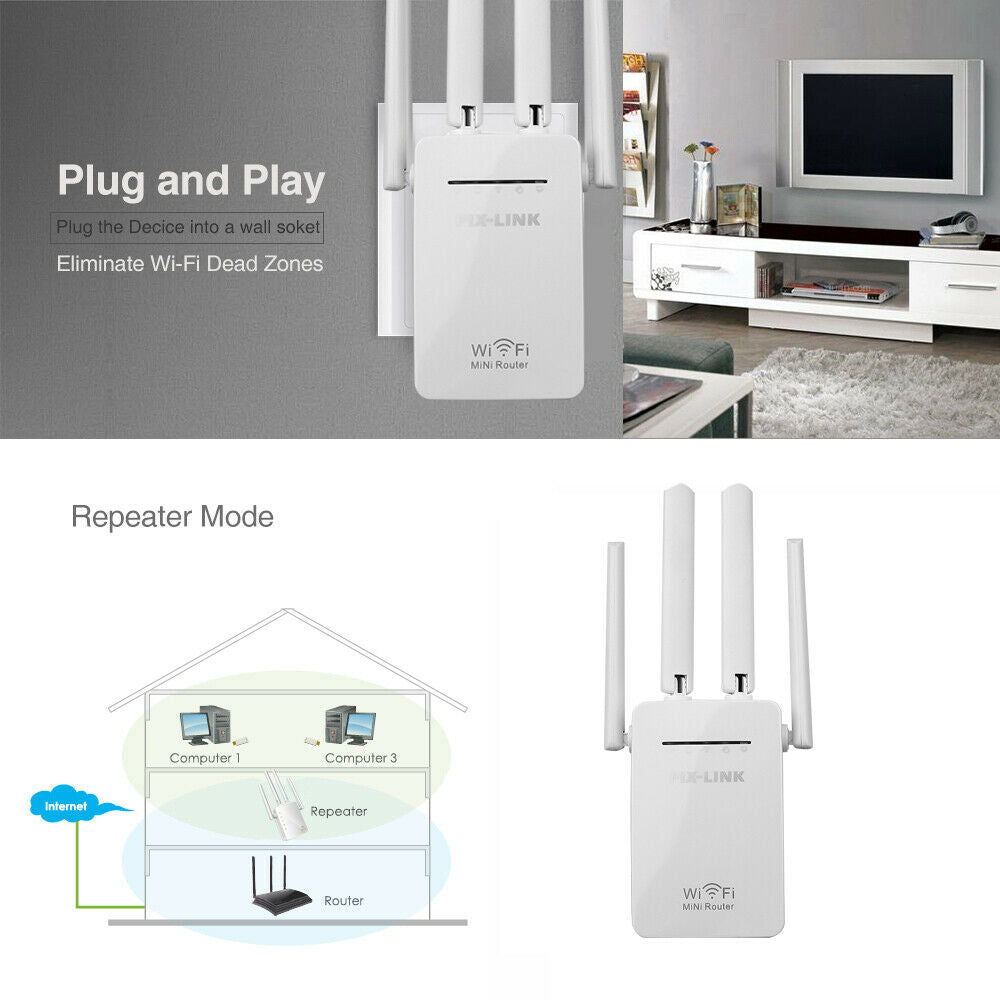 1200Mbps WiFi Range Extender Repeater Wireless Amplifier Router Signal  Booster